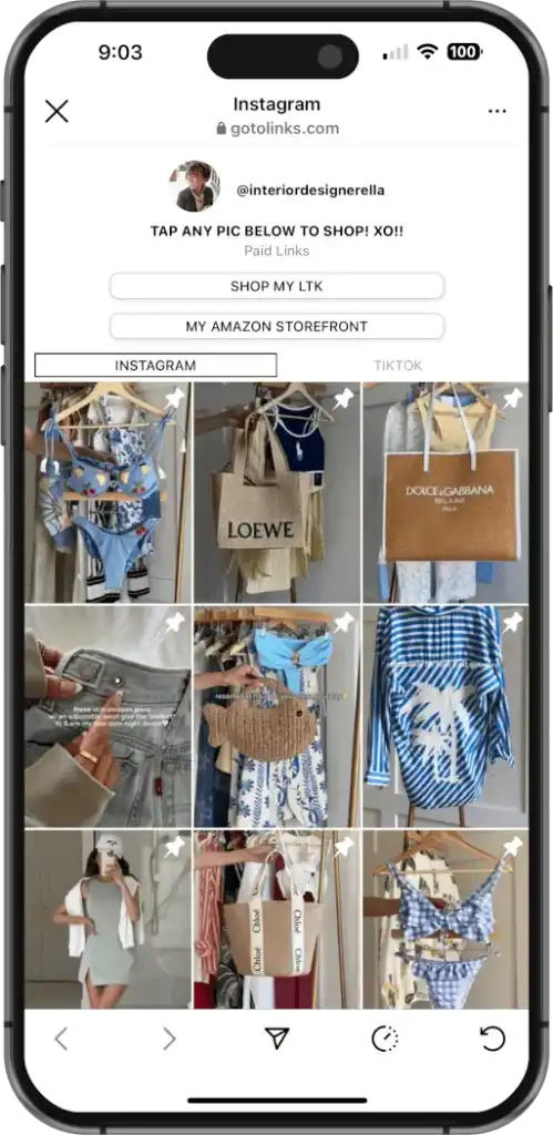 "shows grid user view of gotolinks"